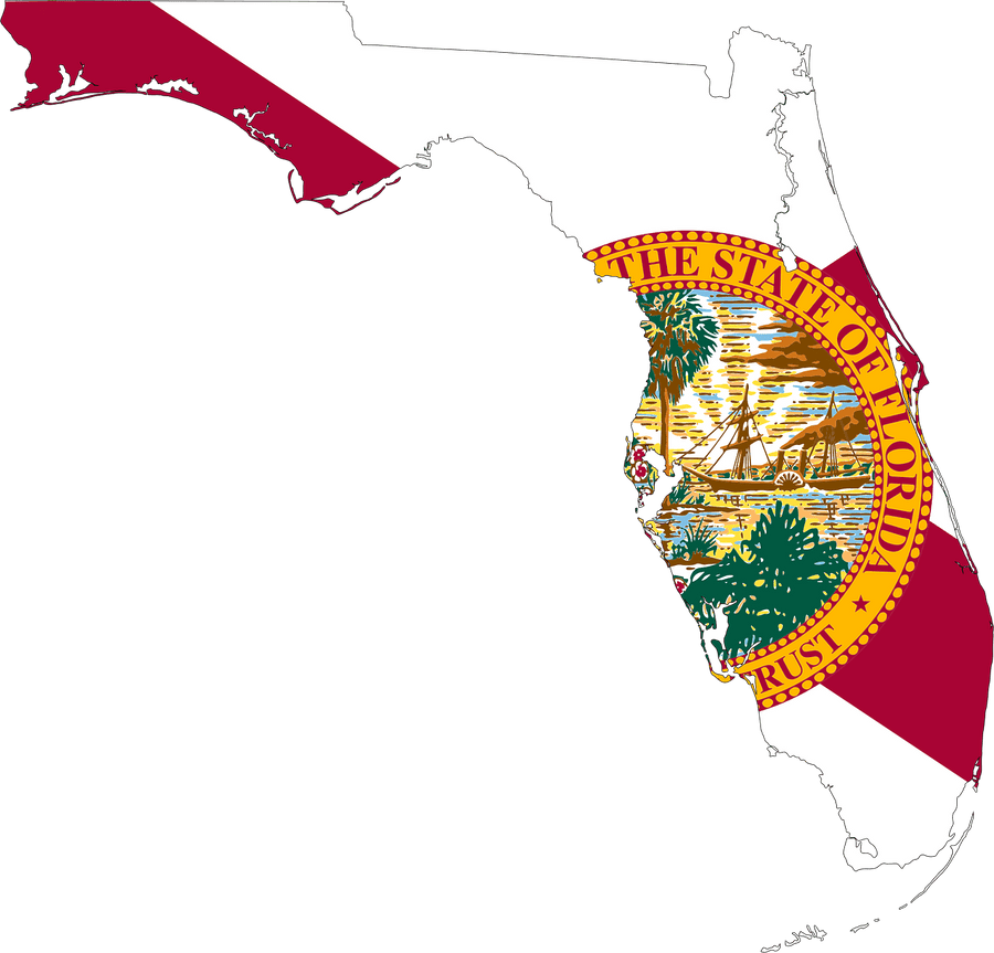 Florida State Outline With Its State Flag Superimposed